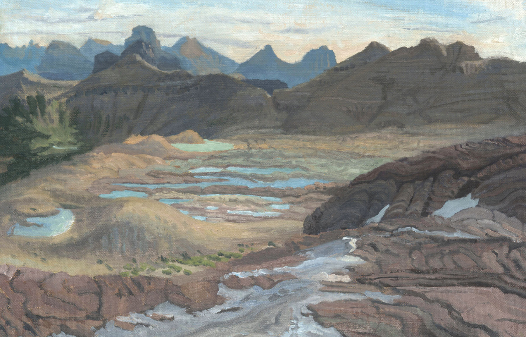 Nic Fischer's painting of the Sperry moraine